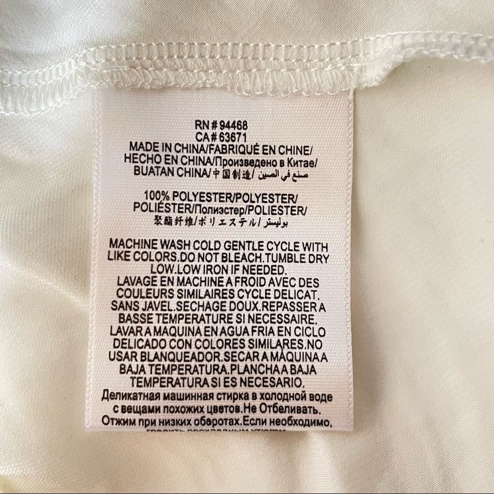 BCBG Sz L White Gauzy Light Chiffon Spaghetti Straps Cowl Neck Beautiful Top New - Picture 12 of 13